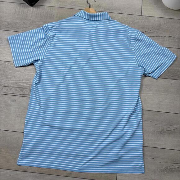 Peter Millar Summer Comfort Polo Shirt Blue White Stripe Large Stretch Golf Club - Picture 5 of 9